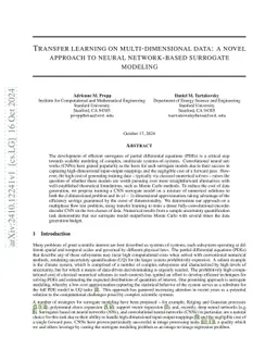 Transfer Learning on Multi-Dimensional Data: A Novel Approach to Neural Network-Based Surrogate Modeling