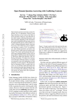 Open Domain Question Answering with Conflicting Contexts
