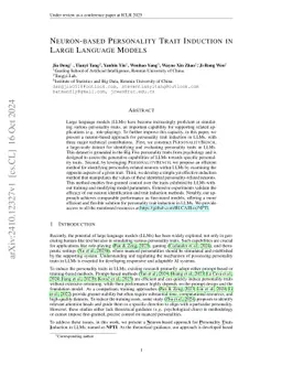 Neuron-based Personality Trait Induction in Large Language Models