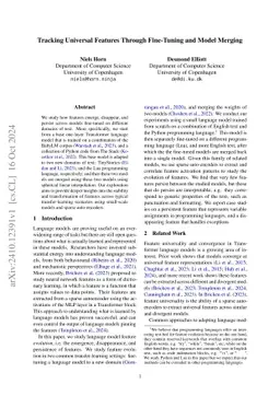 Tracking Universal Features Through Fine-Tuning and Model Merging