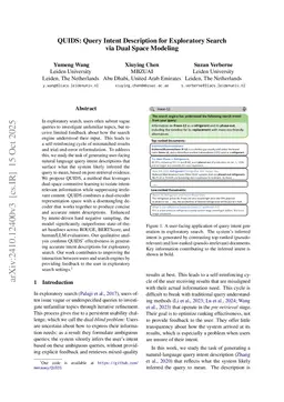 QUIDS: Query Intent Description for Exploratory Search via Dual Space Modeling