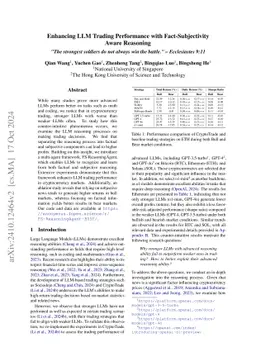 Enhancing LLM Trading Performance with Fact-Subjectivity Aware Reasoning