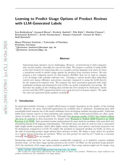 Learning to Predict Usage Options of Product Reviews with LLM-Generated
  Labels