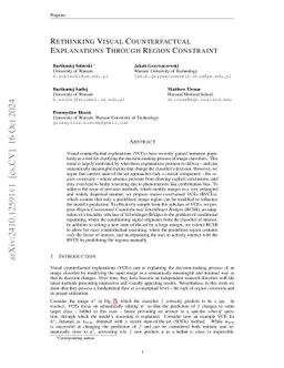 Rethinking Visual Counterfactual Explanations Through Region Constraint