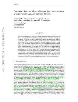 Cocoon: Robust Multi-Modal Perception with Uncertainty-Aware Sensor
  Fusion