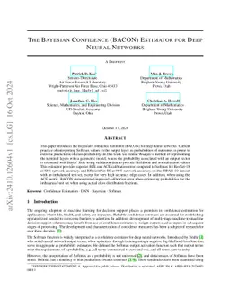 The Bayesian Confidence (BACON) Estimator for Deep Neural Networks