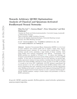 Towards Arbitrary QUBO Optimization: Analysis of Classical and
  Quantum-Activated Feedforward Neural Networks