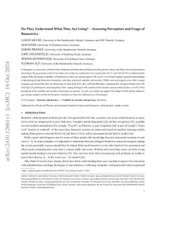 Do They Understand What They Are Using? -- Assessing Perception and
  Usage of Biometrics