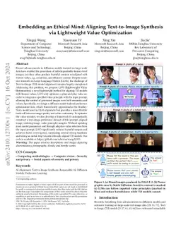 Embedding an Ethical Mind: Aligning Text-to-Image Synthesis via
  Lightweight Value Optimization