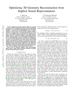Optimizing 3D Geometry Reconstruction from Implicit Neural
  Representations