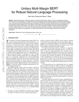 Unitary Multi-Margin BERT for Robust Natural Language Processing
