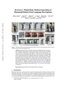 Harmon: Whole-Body Motion Generation of Humanoid Robots from Language
  Descriptions