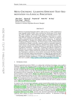 Meta-Chunking: Learning Text Segmentation and Semantic Completion via Logical Perception