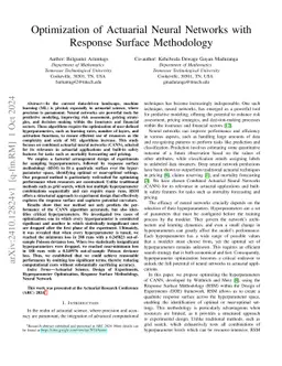 Optimization of Actuarial Neural Networks with Response Surface
  Methodology