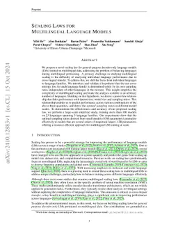 Scaling Laws for Multilingual Language Models