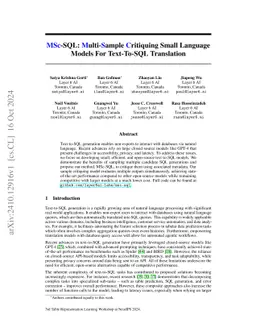 MSc-SQL: Multi-Sample Critiquing Small Language Models For Text-To-SQL Translation