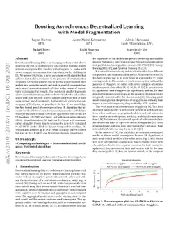 Boosting Asynchronous Decentralized Learning with Model Fragmentation