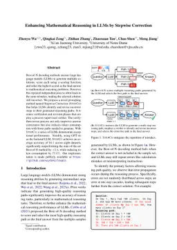 Enhancing Mathematical Reasoning in LLMs by Stepwise Correction