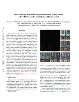 Super-resolving Real-world Image Illumination Enhancement: A New Dataset
  and A Conditional Diffusion Model