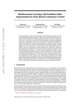 Reinforcement Learning with Euclidean Data Augmentation for State-Based
  Continuous Control