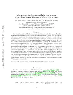 Linear cost and exponentially convergent approximation of Gaussian Matérn processes on intervals