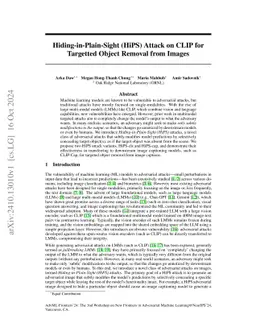 Hiding-in-Plain-Sight (HiPS) Attack on CLIP for Targetted Object Removal
  from Images