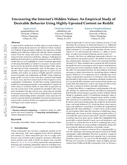 Uncovering the Internet's Hidden Values: An Empirical Study of Desirable
  Behavior Using Highly-Upvoted Content on Reddit