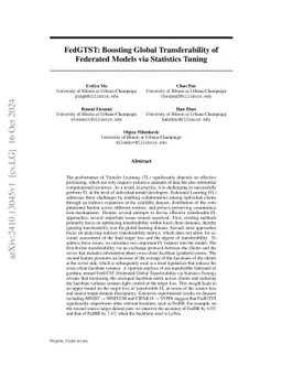 FedGTST: Boosting Global Transferability of Federated Models via
  Statistics Tuning