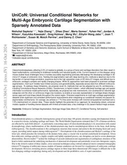 UniCoN: Universal Conditional Networks for Multi-Age Embryonic Cartilage
  Segmentation with Sparsely Annotated Data