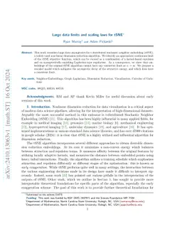 Large data limits and scaling laws for tSNE