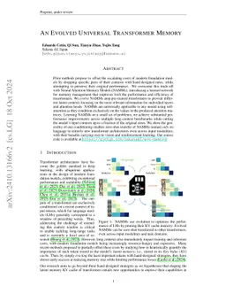An Evolved Universal Transformer Memory