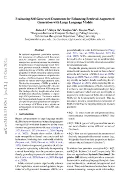 Evaluating Self-Generated Documents for Enhancing Retrieval-Augmented Generation with Large Language Models