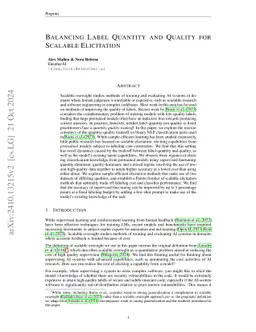 Balancing Label Quantity and Quality for Scalable Elicitation