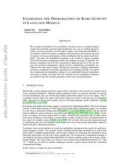 Estimating the Probabilities of Rare Outputs in Language Models
