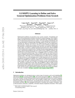 LLMOPT: Learning to Define and Solve General Optimization Problems from Scratch