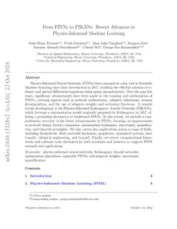 From PINNs to PIKANs: Recent Advances in Physics-Informed Machine
  Learning