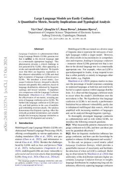 Large Language Models are Easily Confused: A Quantitative Metric, Security Implications and Typological Analysis