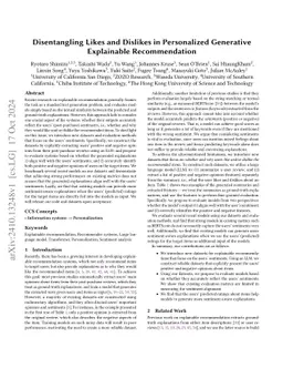 Disentangling Likes and Dislikes in Personalized Generative Explainable Recommendation