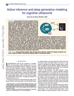 Active inference and deep generative modeling for cognitive ultrasound