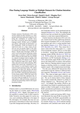 Fine-Tuning Language Models on Multiple Datasets for Citation Intention
  Classification