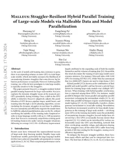 Malleus: Straggler-Resilient Hybrid Parallel Training of Large-scale
  Models via Malleable Data and Model Parallelization