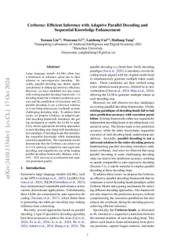 Cerberus: Efficient Inference with Adaptive Parallel Decoding and
  Sequential Knowledge Enhancement