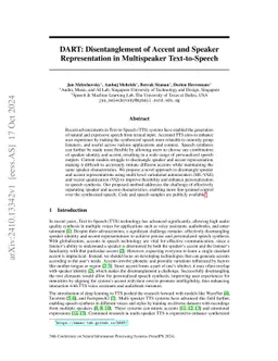 DART: Disentanglement of Accent and Speaker Representation in
  Multispeaker Text-to-Speech