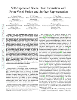 Self-Supervised Scene Flow Estimation with Point-Voxel Fusion and Surface Representation