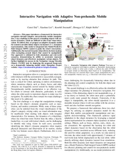 Interactive Navigation with Adaptive Non-prehensile Mobile Manipulation
