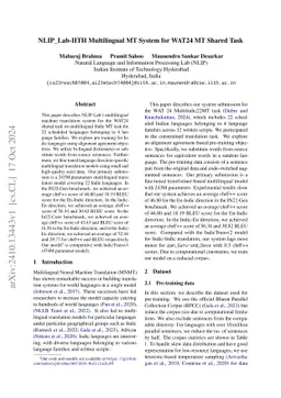 NLIP_Lab-IITH Multilingual MT System for WAT24 MT Shared Task