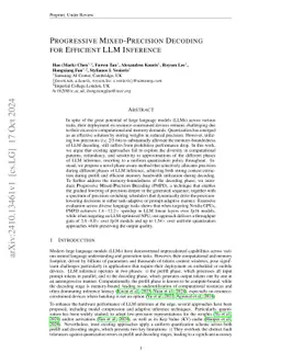 Progressive Mixed-Precision Decoding for Efficient LLM Inference