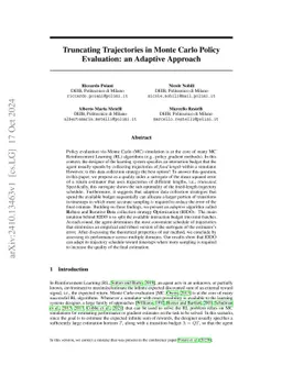 Truncating Trajectories in Monte Carlo Policy Evaluation: an Adaptive
  Approach
