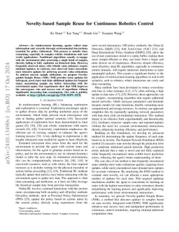 Novelty-based Sample Reuse for Continuous Robotics Control