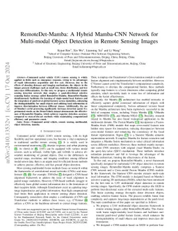 RemoteDet-Mamba: A Hybrid Mamba-CNN Network for Multi-modal Object Detection in Remote Sensing Images